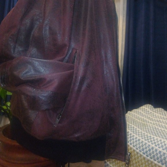 NWT BNCI Reversible Bomber Jacket Black & Burgundy Sz M - Picture 5 of 16